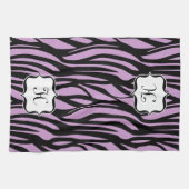 Monogram Lilac Purple Zebra Print Serviette de cui (Horizontal)