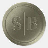 Monogram Lily Green Wax Seal Wedding Stickers (Voorkant)