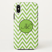 Monogram Lime Green Chevron Modern Case-Mate iPhone Case (Achterkant)