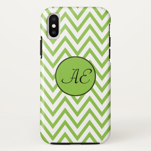 Monogram Lime Green Chevron Modern Case-Mate iPhone Case (Achterkant)