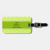 Monogram Lime Green en White Zigzag Pattern Bagagelabel (Voorkant horizontaal)