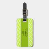 Monogram Lime Green en White Zigzag Pattern Bagagelabel (Voorkant verticaal)