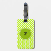 Monogram Lime Green en White Zigzag Pattern Bagagelabel (Achterkant verticaal)