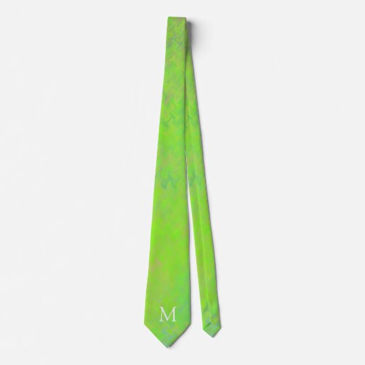 Monogram Lime Green gemarmerde Art Stropdas (Voorkant)