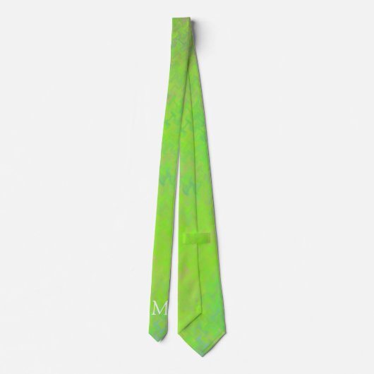 Monogram Lime Green gemarmerde Art Stropdas (Achterkant)