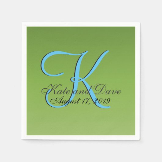 Monogram Lime Green Weddenschap Servet (Voorkant)