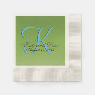 Monogram lime groene bruiloft servet