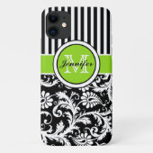 Monogram Limoen Black White Striped Damask iPhone Case-Mate iPhone Case (Achterkant)