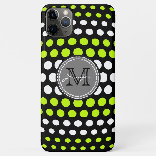 Monogram limoen- & White Polka Dots Pattern Case-Mate iPhone Case (Achterkant)