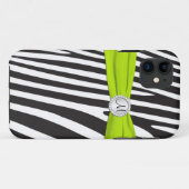 Monogram Limoen, zwart, witte Zebra Striped iPhone Case-Mate iPhone Case (Achterkant (horizontaal))