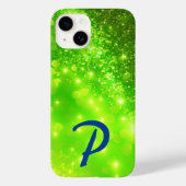 Monogram limoengroen holografisch glitter Case-Mate iPhone case (Achterkant)