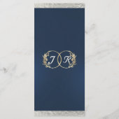 Monogram & lint - Blauwe bruiloft Menu (Achterkant)