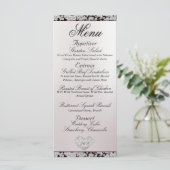 Monogram, lint en glitter - Bourgondische bruiloft Menu (Staand voorkant)