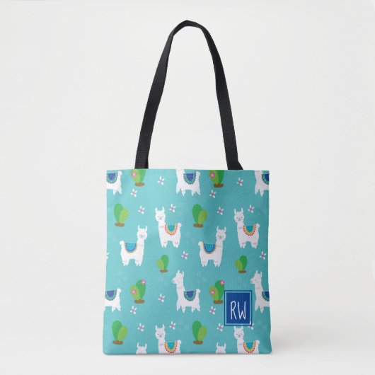 Monogram Llama en Cactus Pattern Draagtas (Voorkant)