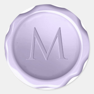 Monogram Llavendel Waszegel Reliëf Initiaal Paars Ronde Sticker