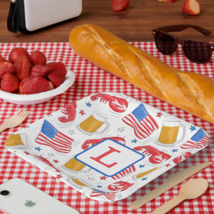 Monogram Lobster Beer Flag Star Papieren Bordje
