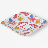 Monogram Lobster Beer Flag Star Papieren Bordje (Gebogen)
