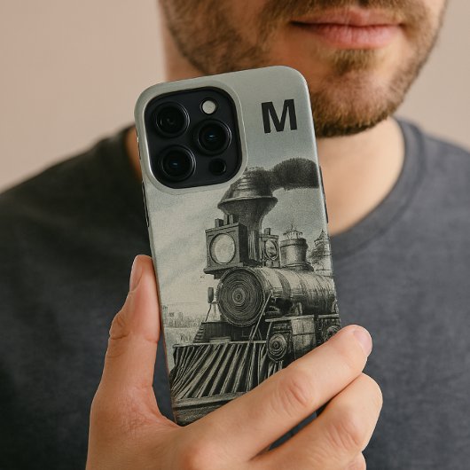 Monogram  Locomotief Trein Telefoon Case iPhone Hoesje