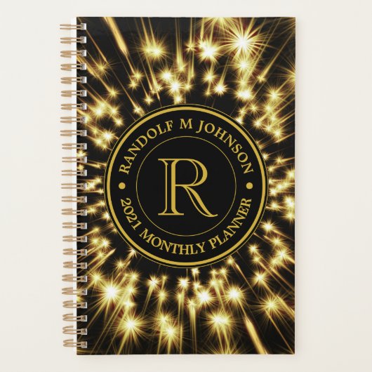 Monogram Logo 2021: Shooting Stars Gold Black Planner (Voorkant)