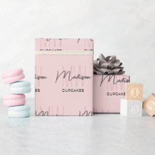 Monogram Logo Bakkerij Roze Cadeaupapier