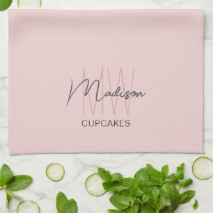 Monogram Logo Bakkerij Roze Theedoek