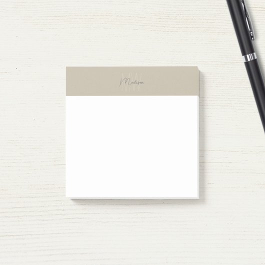 Monogram Logo Beige Modern Minimalist Post-it® Notes