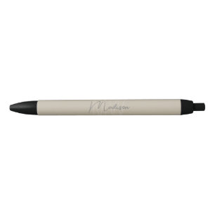 Monogram Logo Beige Modern Minimalistisch Zwarte Inkt Pen