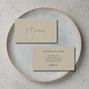Monogram Logo Beige Moderne Social Media-pictogram Visitekaartje