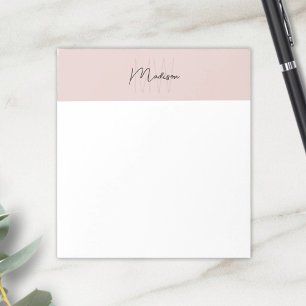 Monogram Logo Blozende Roze Modern Minimalistisch Notitieblok