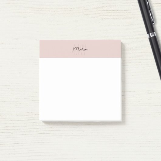 Monogram Logo Blush Roze Moderne Minimalist Post-it® Notes
