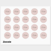 Monogram Logo Blush Roze Moderne Minimalist Ronde Sticker (Vel)