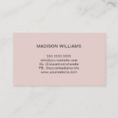 Monogram Logo Blush Roze Moderne Minimalist Visitekaartje (Achterkant)