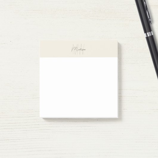 Monogram Logo Cream Modern Minimalist Post-it® Notes