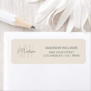 Monogram Logo Cream Modern Retouradres Etiket