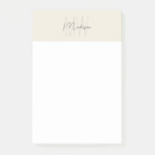 Monogram Logo Crème Modern Minimalistisch Post-it® Notes (Voorkant)