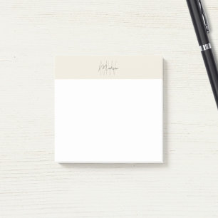 Monogram Logo Crème Modern Minimalistisch Post-it® Notes