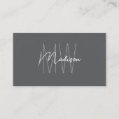 Monogram Logo Grijs Modern Minimalistisch Visitekaartje (Voorkant)