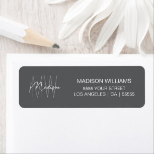 Monogram Logo Grijs Moderne Retouradres Etiket