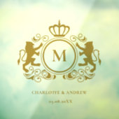 Monogram Logo, kuif, leeuw, bruiloft Raamsticker (Vel 3)