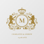 Monogram Logo, kuif, leeuw, bruiloft Raamsticker (Vel)