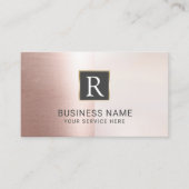 Monogram Logo Modern Blush Roos Gold Salon Spa Visitekaartje (Voorkant)