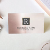 Monogram Logo Modern Blush Roos Gold Salon Spa Visitekaartje