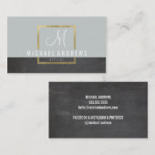 MONOGRAM LOGO modern smart gold box grijs houtskoo Visitekaartje (Voorkant / Achterkant)