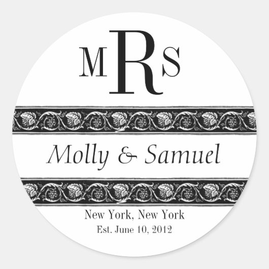 Monogram Logo  Namen Datum Bruiloft Label (Voorkant)