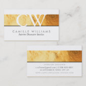 MONOGRAM LOGO smart glamoureuze gouden folie grijz Visitekaartje (Voorkant / Achterkant)