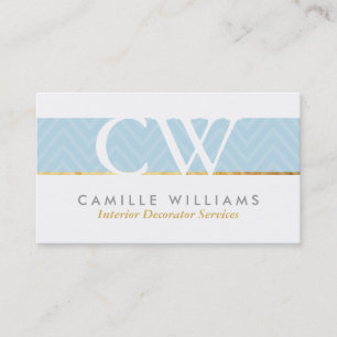 MONOGRAM LOGO vet chevron patroon baby blauw Visitekaartje