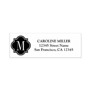 Monogram logo Zelfinking retouradres stempels