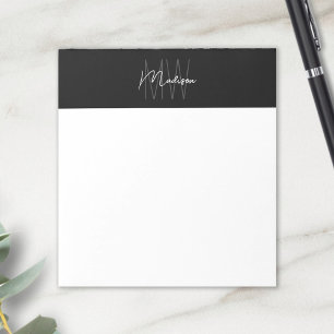 Monogram Logo Zwart en Wit Modern Minimalistisch Notitieblok