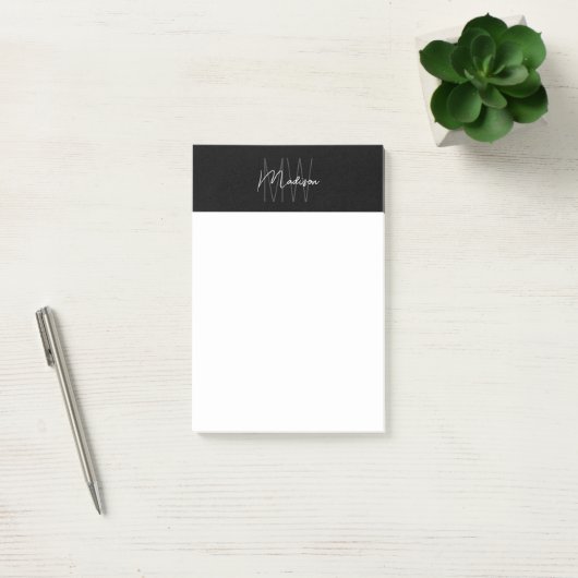 Monogram Logo Zwart en Wit Modern Minimalistisch Post-it® Notes (Kantoor)