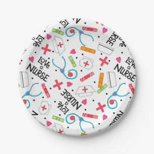 Monogram Love a Nurse Whimsy Art White Papieren Bordje